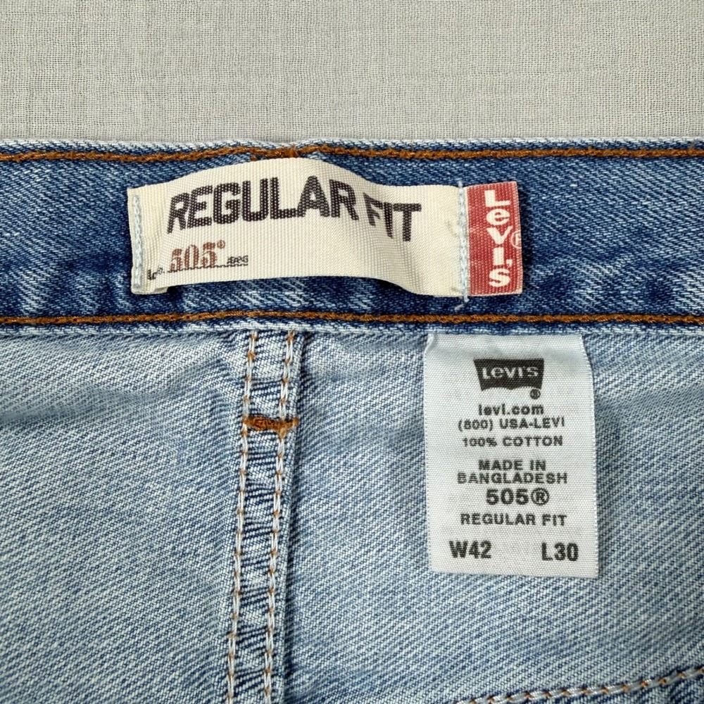 Y2K‎ Levis 505 Jeans Mens 42x30 (38x28) Light Wash Blue Denim Straight Relaxed - Picture 7 of 8
